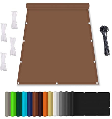 Sonnenschutz Balkon, Balkonverkleidung mit Seil, Wasserdicht markisenstoff, Terrasse überdachung Balkon Zaunblende Sichtschutz, für Die überdachung Schwimmbad Braun 1.5x3.2M