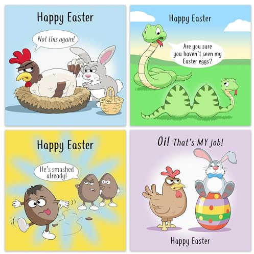Twizler Lustige Osterkarten 6-6 verschiedene lustige Designs - Frohe Ostern Karten Multipack - Humor 6 Stück Osterkarten