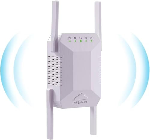 2024 dernier répéteur WiFi Double Bande (5 GHz / 2,4 GHz) avec Port Ethernet Configuration Rapide, amplificateur Internet, 4 antennes 360 ° WiFi Range Extender