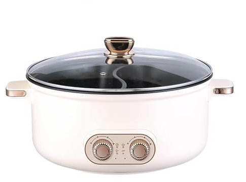 HJXBD888 Olla con Dos Compartimentos, Interruptor de Doble Control, Tres Velocidades De Fuego Ollas Electricas Olla Hot Pot, Ideal para Celebraciones Familiares (con 2 Redes Agujereadas),7.5L