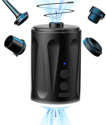 Elektrische Luftpumpe Akku, Tragbare Schnellfüllpumpe für Luftbett 2 in 1 Schnelle Inflate Deflate mit 4 Luftdüse Geeignet für Outdoor-Camping auf aufblasbaren Matratzen, Boote, Luftmatratze