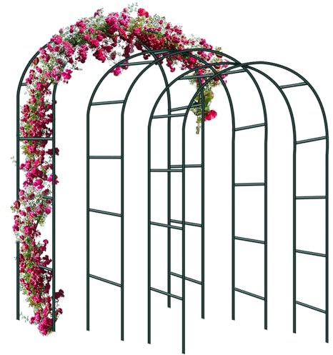 Forever Speed Rosenbogen Torbogen Garten Rankgitter Rosenhilfe aus Pulverbeschichtetem Stahl, Garten Decoration und Verzierung Kletterer wetterfest 240 x 140 x 38 cm/Grün(3 Stück)