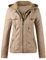 Lederjacke Damen Kunstleder Jacke Damen Lederjacke mit Kapuzen Große Größen Herbst Winter Langarm Motorrad Jacke Winterjacke Slim Fit Hoodie Mantel Streetwear mit Reißverschluss Tasche