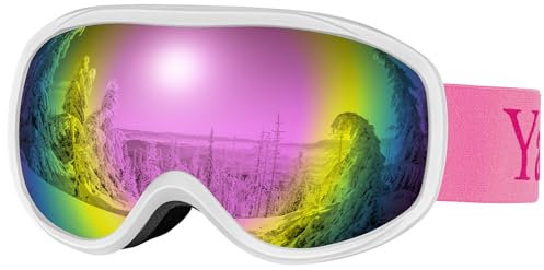 Yafaca Ski Goggles, Skiing Goggles for Men Women, Anti Fog Snowboard Goggles with Dual Lens, UV400 Protection and Helmet Compatible OTG Ski Glasses for Adult Youth