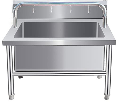 Lavello a pavimento indipendente per mop, lavello in acciaio inox per lavaggi pesanti per lavatoio, cantina, negozio, vasca per lavanderia (80cm)