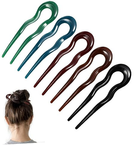 Baluue 5piezas Palillos De Resina Para Pelo Forma Ondas Horquillas Resistentes y Coloridas Para Mujer Accesorios Para Hacer Moños y Peinados Elegantes