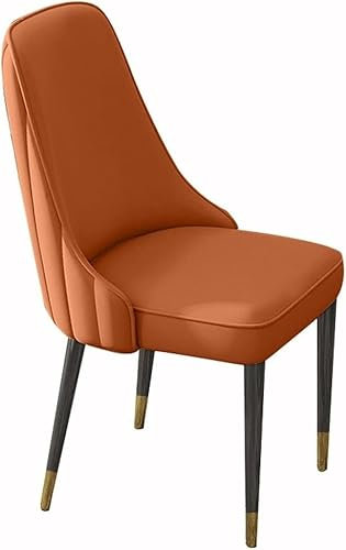 Generic Esszimmerstühle, Moderner Pu Leder High Back Gepolsterter Weicher Sitz Haushalt Schreibtisch Stuhl/Orange Gelb/Füße Aus Schwarzem D