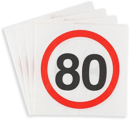 80 Geburtstag Deko Servietten Verkehrszeichen rot/weiß - Originelle Geburtstagsdeko für einen gelungenen 80 Geburtstag Mann oder Frau - Tiwoca