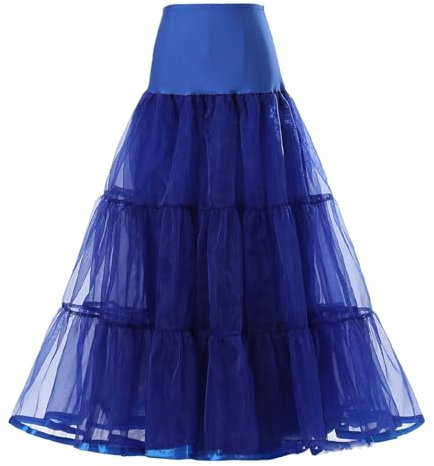 Cokbyavla Schwarz Modisch Langer Petticoat Tutu Rock Strickrock (Blue, XL)