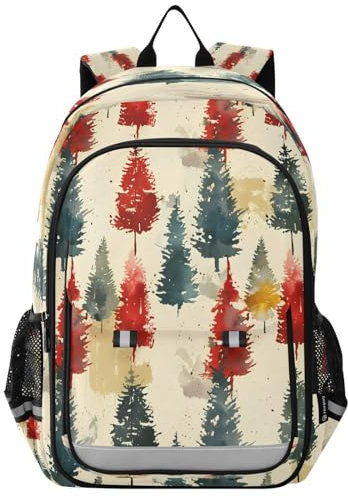 OWFKAY Schulrucksack für Kinder, College-Rucksack, Reise, Büchertasche, modischer Rucksack, Mädchen, Jungen, Fliesenpflanze, Weihnachtsbaum, Fliesenpflanzen-Weihnachtsbaum, One size