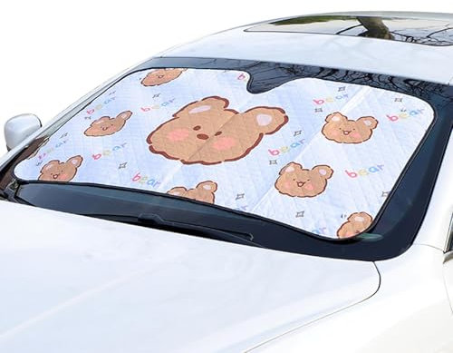 Evember Parasol de dibujos animados para parabrisas de coche, divertido parasol para coche, cubierta de aluminio con aislamiento térmico para camión