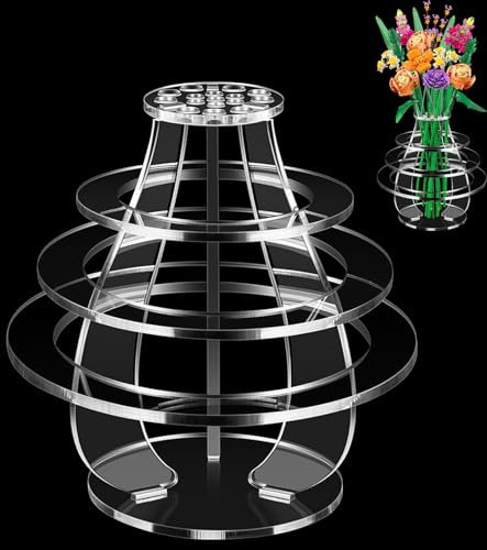 T TAKONE Vaso per fiori Lego, forma trasparente in acrilico per Love Gifts, vaso per fiori adatto per conservare rose Lego, girasole, narcisi