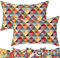 Selfitex 2er Set 30x50 Bunte Sofakissen inkl. Füllkissen, Luxus Sofakissen, farbenfrohes Couchkissen Set, hochwertiger Couchkissen Muster Bezug mit Reißverschluss, Bunte Kissen Deko (Pyramid)