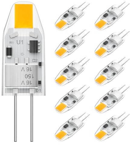Eco.Luma G4 LED Lampen 1W Ersatz für 10W Halogenlampen, Mini Kapsel Glühbirne AC/DC 12V Warmweiß 2700K, Kein Flackern, Nicht Dimmbar Licht für Heimbeleuchtung, 10er Pack