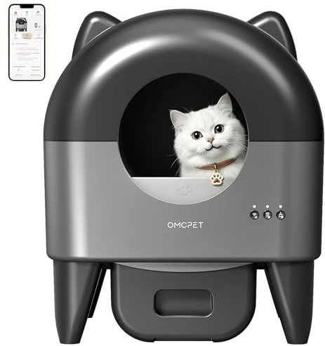 Litière automatique pour chat - 110 l - Grande capacité - Convient pour plusieurs animaux de compagnie - Sac poubelle avec cordon de serrage - Entièrement scellé - Désodorisant - Application dédiée
