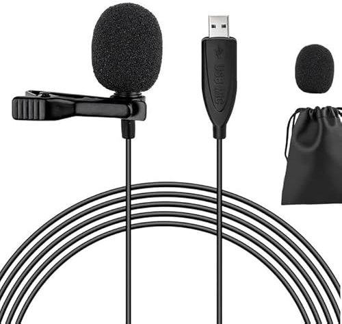 USB Lavalier Microphone,Clip On Lapel Omnidirectional Condenser Mic with Wired Microphone Type C 3.5mm Jack for Phone PC,Computer,Mac,Laptop,YouTube,Skype,Recording,Podcasting,Gaming