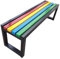 Banc de patio carré en bois avec dossier nu, mobilier de jardin coloré 2-3 places pour porche, pelouse, balcon, terrasse, piscine, cour (noir, 120 x 40 x 45 cm)