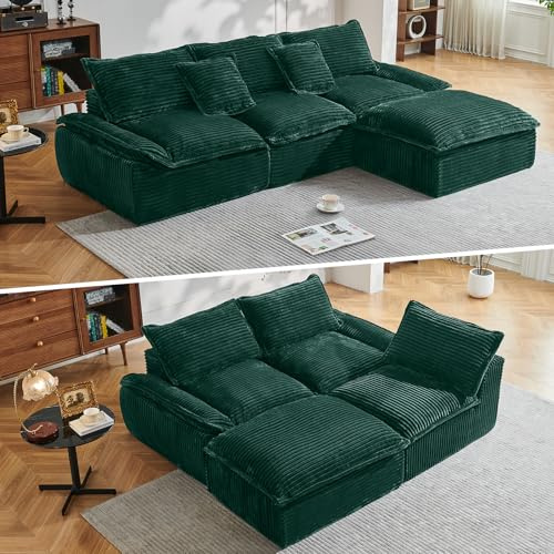 IKALIFE Boneless Modular Sectional Sofa, L-Shaped Cloud Couch With Ottoman | Deep seat, Flexible layout, No assembly required, Spacious seating, High-density foam, Vacuum packed