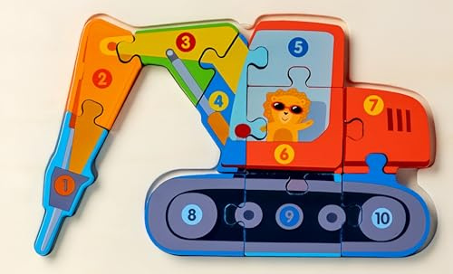 Muslecid 3D Montessori Puzzle Holzsteckpuzzle für Kinder, 10Set Spielzeug Puzzle, Pädagogische Geschenke Pädagogisches Vorschulspielzeug als Geschenk für Jungen und Mädchen ab 3+ Jahren (Bohrmaschine)