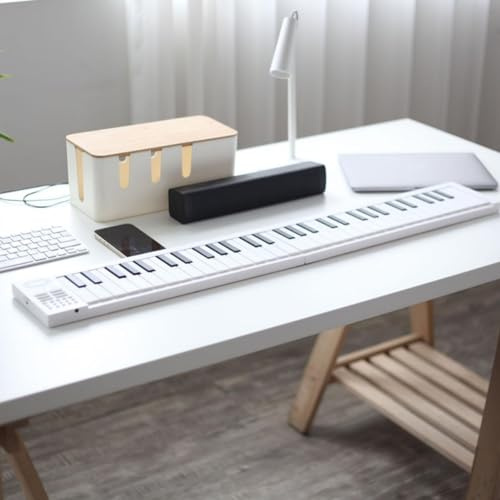 Ausla Klappbare Klaviertastatur mit 61 Tasten, Tragbar aus Kunststoff mit 16 Klangfarben, 100 Rhythmen, Ideal für Anfänger und Profis