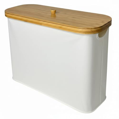 TOPVALEUR Toilet Roll Storage, Toilet Roll Holder Bathroom Storage Box, Toilet Roll Basket, Toilet Roll Storage Box, Bamboo Toilet Paper Basket and toilet storage, Capacity 9 Roll, 23L (Beige)