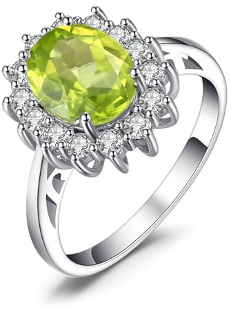JewelryPalace Prinzessin Diana Kate Middleton Edelstein Smaragd Saphir Topas Amethyst Citrin Granat Peridot Rubin Ringe, Verlobungsring Promise Ring Silber 925 Damen Schmuck Rosegold Gold
