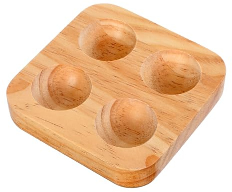 CLISPEED Porta-uova in Legno per Cucina, Vassoio in Legno Naturale Capacità per 4 Uova, per Conservazione e Esposizione su Scrivania o Decorazione Casa