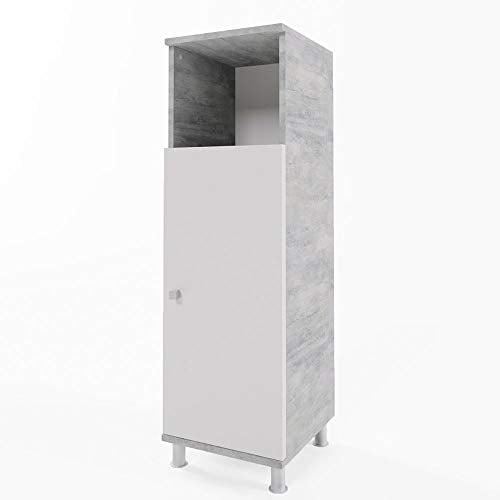 Vicco Midischrank Fynn, Badmöbel, Beton/Weiß, 30 x 95 cm