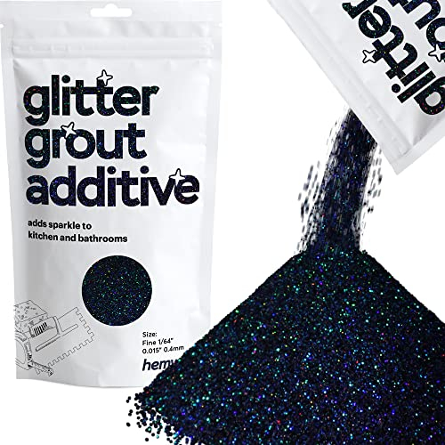 Hemway Glitter Grout Additive - Black Holographic | Metallic Flakes for Adding Sparkle to Old & New Kitchen & Bathroom Tiles | Enhance Your Indoor Grouting Projects with a Sparkly Effect | 100 g