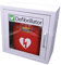 Saver One AED Defibrillator SA1 (SVO-B0001) (halbautomatische Schockauslösung) mit Metallwandkasten und AED-Standortwinkel
