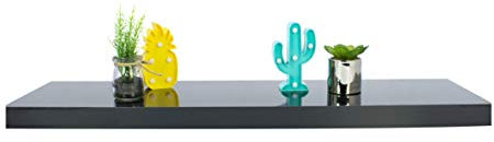 Anika Floating Shelf / 3 Separate Sizes & 4 Colour Options / 3.8cm Thick Hollowboard/Bedroom/Kitchen/Living Room/Office (Black, 80cm)