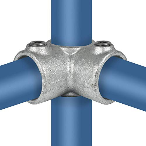 Klemp - Kreuzverbinder, Eck-Stück, Kreuz-T-Stück, 90-Grad, Rohrverbinder, Temperguss galvanisiert, feuerverzinkt, inkl. Schrauben - Typ Typ 20C - 33,7 mm / 1