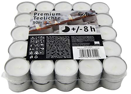Hofer - Kerzen Teelichter tealight ohne duft, in Metallhülsen, bis zu 8h Brenndauer, Durchmesser 38 mm, weiß - Pack a 450 Stück Set, Tropffrei Wachskerzens, Hergestellt in Österreich