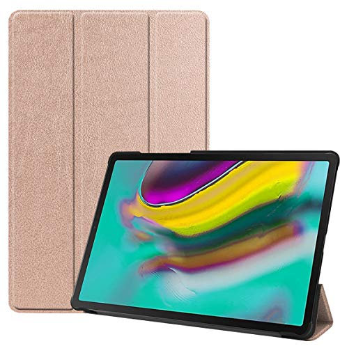 SATURCASE Case for Samsung Galaxy Tab S5e 10.5 SM-T720 T725, PU Leather Flip Foldable Folio Stand Protective Tablet Cover with Auto Sleep/Wake Function (Rose Gold)