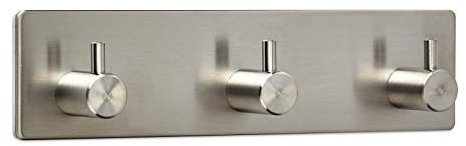 3 x Garderobenhaken PANDORA 3-fach (180 x 45 x 29 mm) Edelstahl rostfrei selbstklebend 3M für Küche & Bad Hakenleiste Handtuchhalter von SO-TECH®