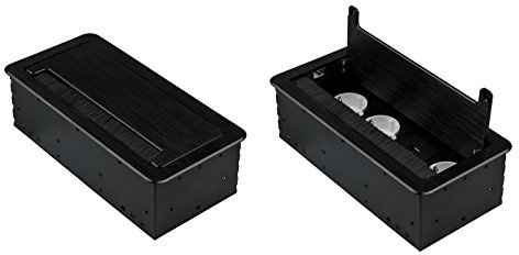 Einbausteckdose 2-4-fach & 2 Farben auswählbar Tischsteckdose Bodensteckdose (3x 230V + 2x USB, Schwarz)