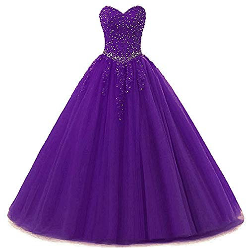 Zorayi Élégant Robes de soirée Longue Robes de mariée Robes de Bal Femmes Tulle Chérie Dos Nu Violet Taille 38