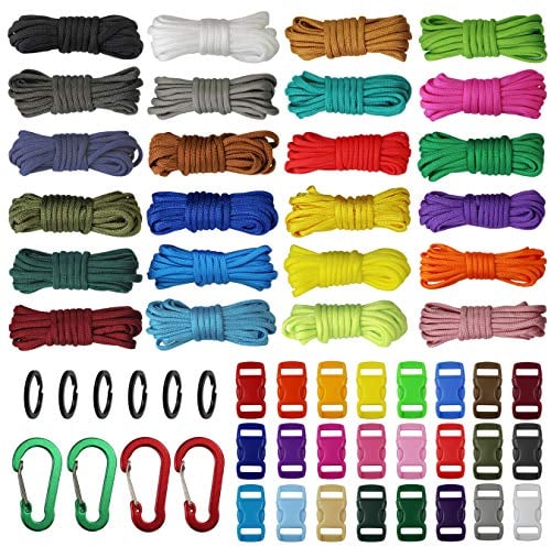 aufodara 24er 10 Fuß Paracord Schnüre 7 Strängen Nylon Seil, 24 Farben 4mm Paracord Set für DIY Armbänder, Schlüsselanhänger, Survival Camping Zeltseil, Hundehalsband, Handgemachte Webart (Stil B)