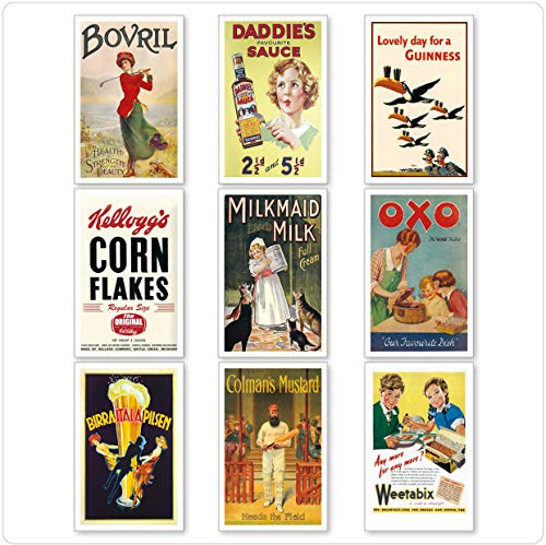 9 Vintage Retro Advert Poster flexible Fridge Magnets decorative thin - No.2