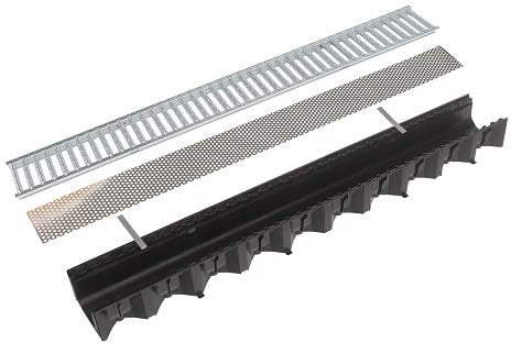 Entwässerungsrinne ACO Hexaline 1 Meter Rost Stahlstegrost und Laubschutz