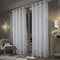 always4u Gardinen mit Muster Silber Blickdicht 100%, Samt Vorhang Wohnzimmer, Vorhang Verdunkelung Kurz mit ösen, Stoff Glänzend Eleganter, Weiß 2er Set 245x140cm