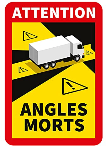 Aufkleber Warnhinweis Toter Winkel LKW Angles Morts für Frankreich Folie selbstklebend | 25x17cm Made in Germany, Größe: 9 Stück