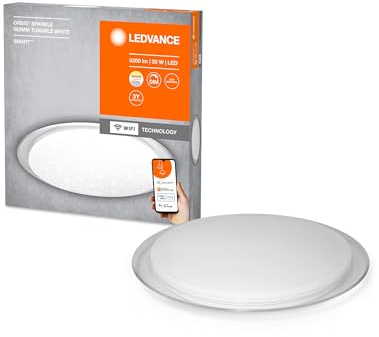 LEDVANCE ORBIS SPARKLE SMART+ WiFi Leuchte Ø 56cm, dimmbare LED Deckenleuchte für den Innenbereich, atemberaubender Glitzereffekt, 30W, einstellbare Farbtemperatur von 2700 - 6500K, 3300 Lumen, weiß