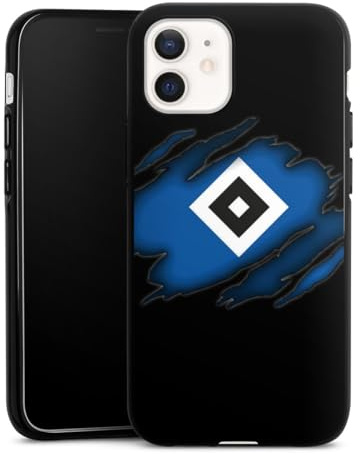 Silikon Hülle kompatibel mit Apple iPhone 12 Case schwarz Handyhülle Hamburger SV HSV Offizielles Lizenzprodukt