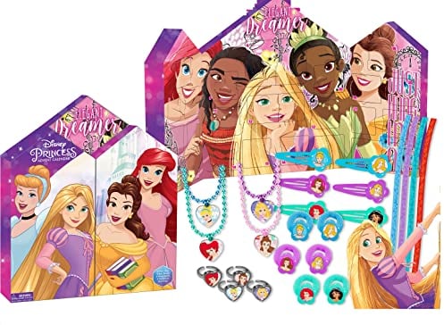 Disney Princess Girls Christmas Advent Calendar XMAS Filled With Hair Accessories, Clips, Jewelry Advent Calendar