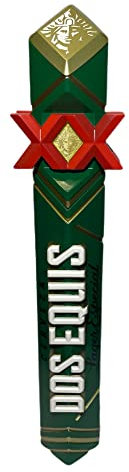 Dos Equis XX Lager Especial Cerveza Verde 2021 Mango de grifo | 12 pulgadas de alto