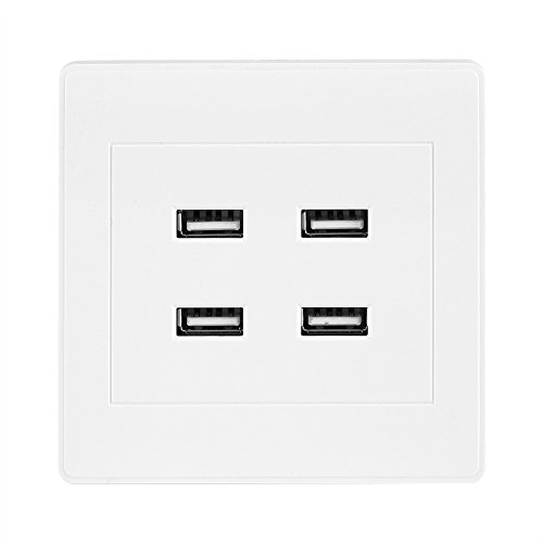 MOUMOUTEN Prise Murale USB Encastrable, 4 Ports USB Prise Courant de Charge 5V Protecteur Surtension Pour Chargeur Mural CC Avec vis Pour Maison, Bureau, L'hôtel