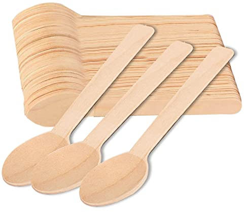 Cuchara Desechables de Madera de abedul,100 Unidades,13.8 cm,Cubiertos Biodegradables,Ecológicos y Compostables,Reciclables,Ideal para Fiestas, Picnic y Cumpleaños… (cuchara 13.8cm/100)