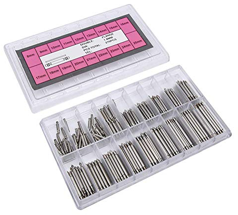 Agatige 270pcs / Scatola 8-25 mm / 0,3-1in Diametro 1,8 mm / 0,07in per Cinturini per Orologi Professionali, Accessori per La Riparazione di Perni di Collegamento per Cinturini per Orologiai