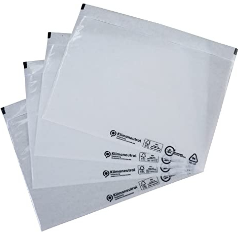 1000 Stück Begleitpapiertaschen transparent DIN C5 (220x155 mm) | neutral und unbedruckt | FSC-zertifiziert | Dokumententaschen C5 / Lieferscheintaschen selbstklebend